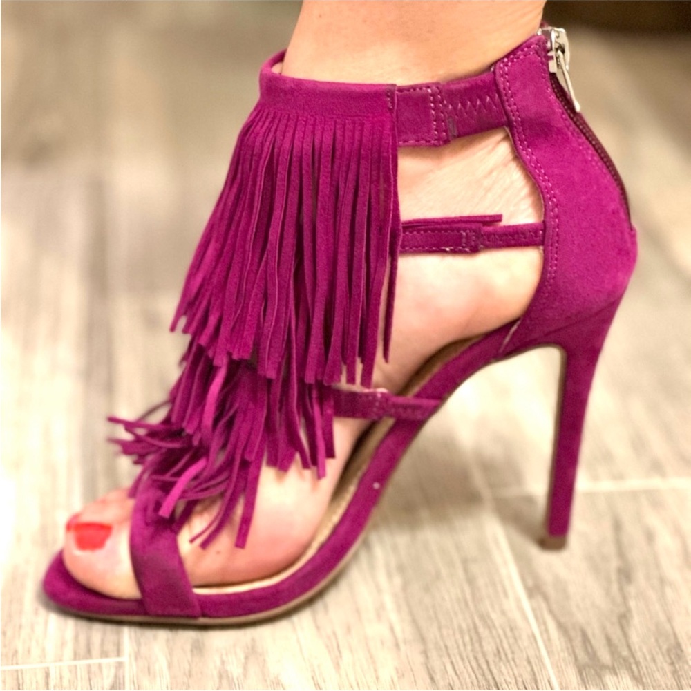 STEVE MADDEN Leather Fringed Heels - Picture 2 of 5